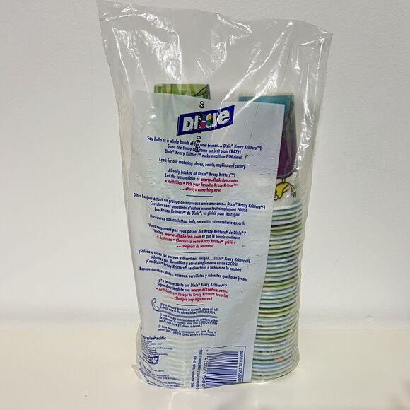 2003 DIXIE Krazy Kritters Cups 80 Count 7 oz. Unopened Jungle Panda Lion Hippo - Picture 4 of 7
